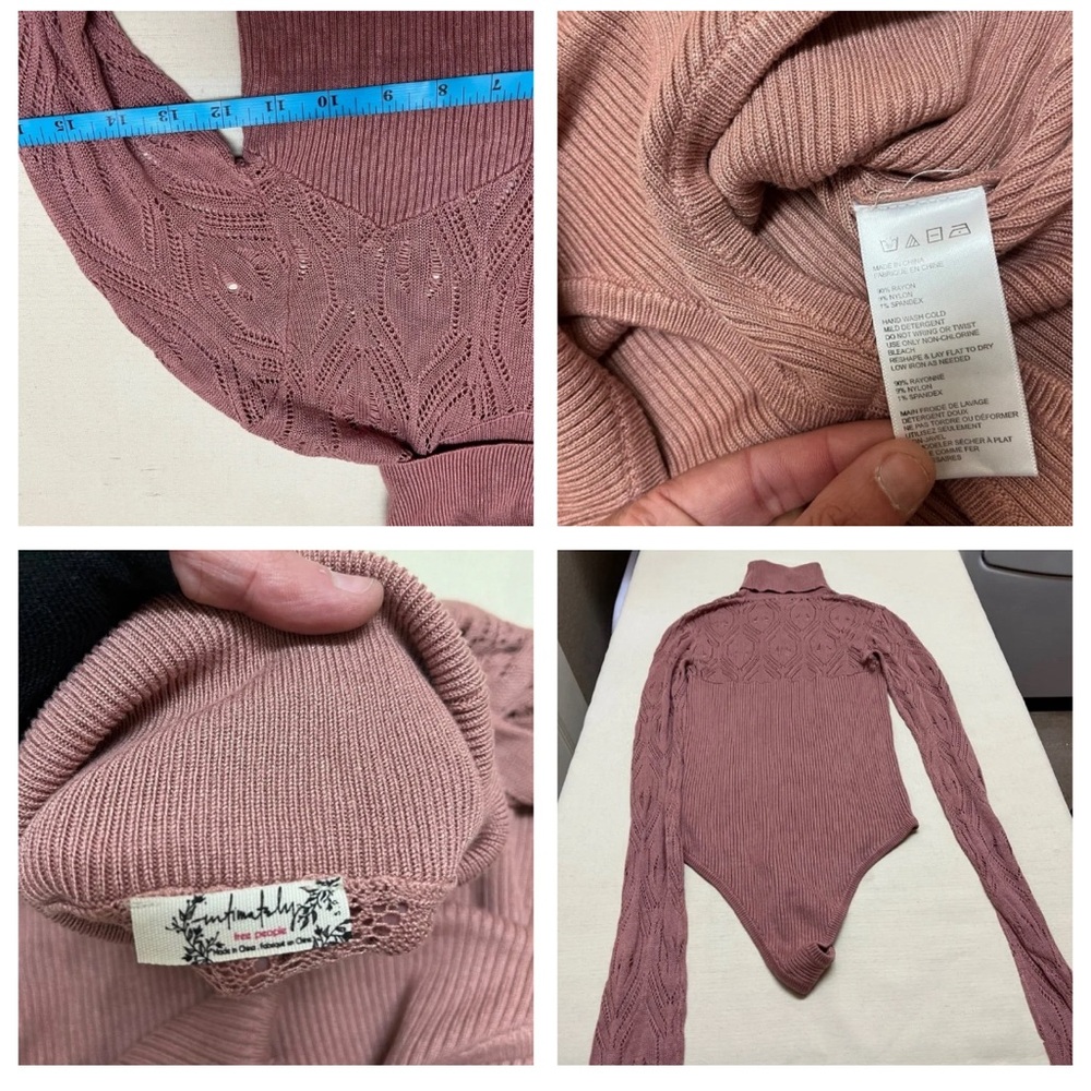 Free People S Pretty in Pointelle Mauve turtleneck bodysuit - Picture 4 of 10